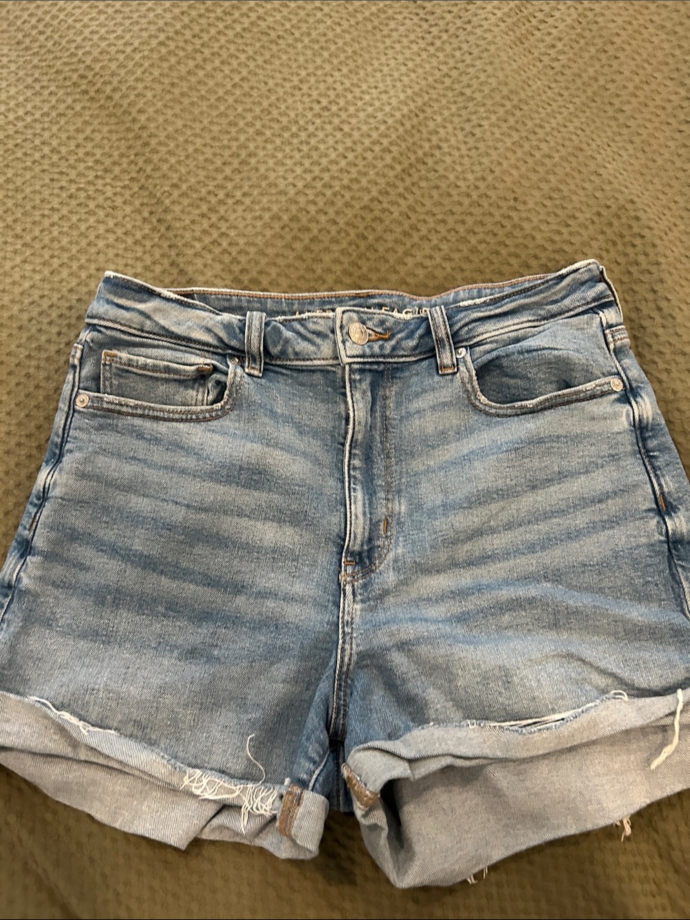 American Eagle Outfitters Light Blue High-Rise Stretch Denim Shorts